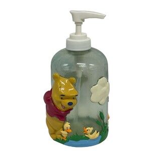Vintage Winnie the Pooh Sunshine  Soap / Lotion  Dispenser 8” Glass RARE